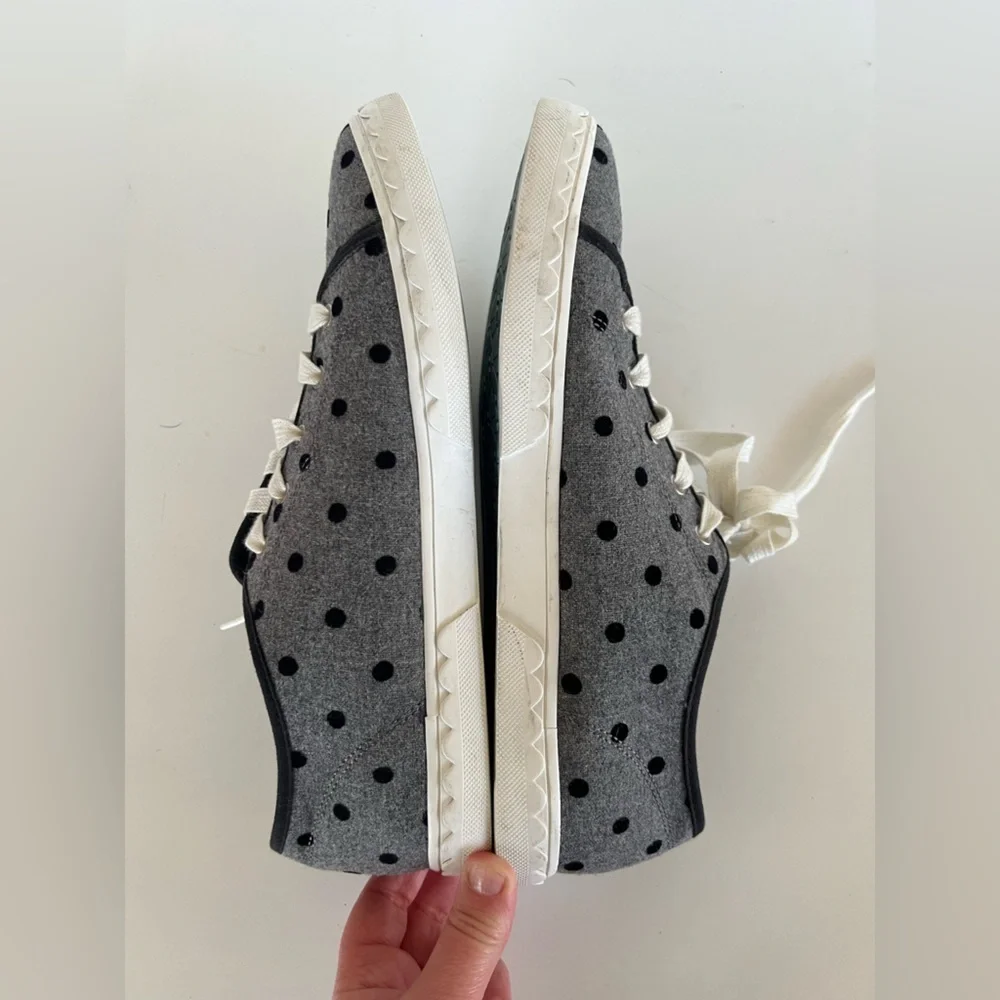 Kate Spade Vale Velvet Polka Dot Sneakers in Grey/Black, size 11.5